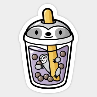 Bubble Tea with Cute Kawaii Sloth Inside Sticker